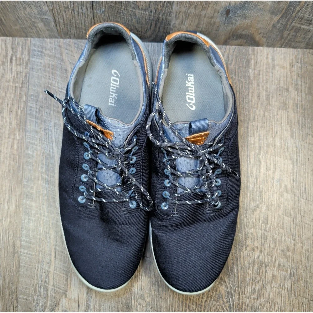 OluKai Nanea Li Navy Blue Mens Size 11.5 US Slip On Shoes Sneakers Loafers